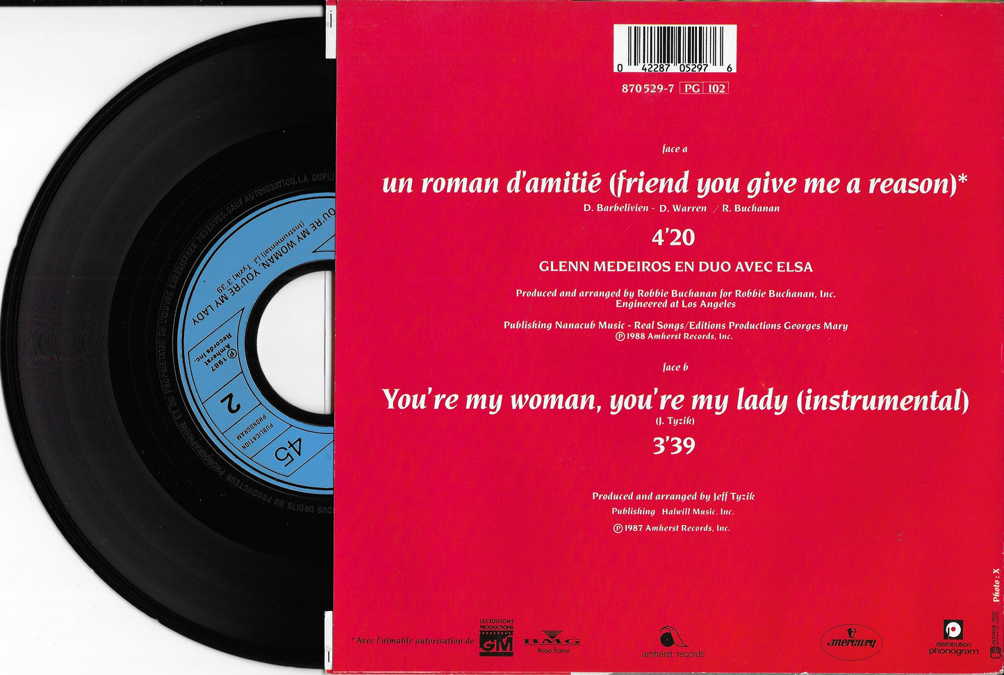 GLENN MEDEIROS / ELSA - Un Roman D'amitié (Friend You Give Me A Reason)