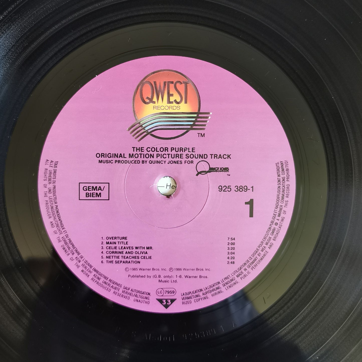 QUINCY JONES - The Color Purple (Original Motion Picture Soundtrack)