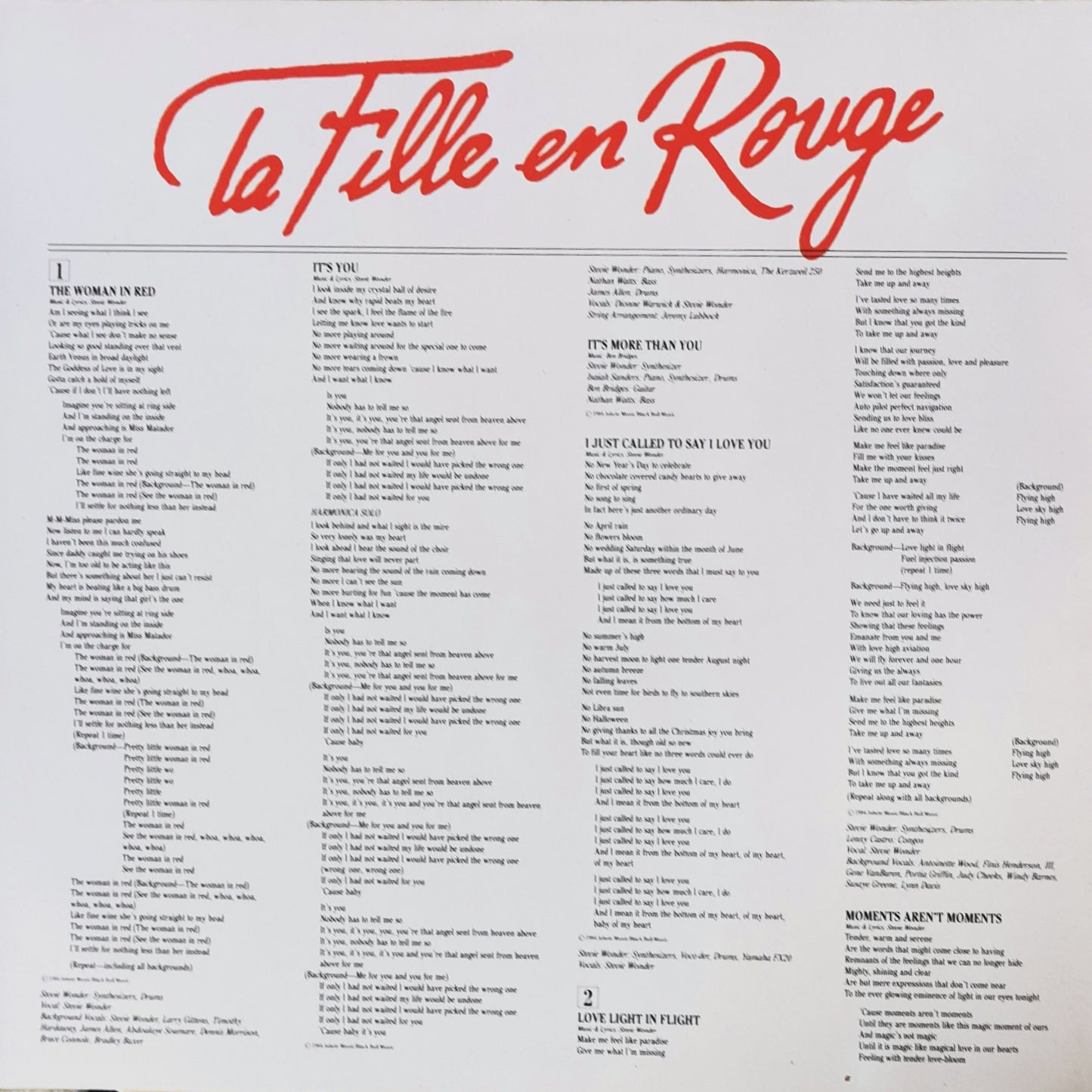 STEVIE WONDER - La Fille En Rouge (Bande Originale Du Film)