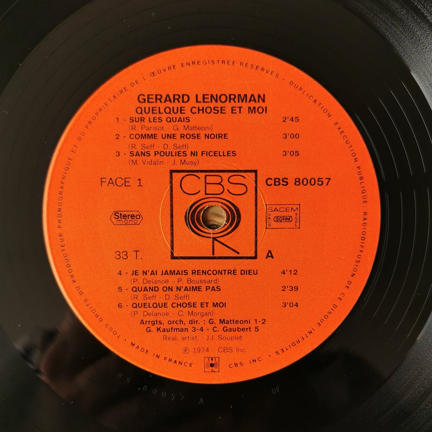 GERARD LENORMAND - Quelque Chose Et Moi...