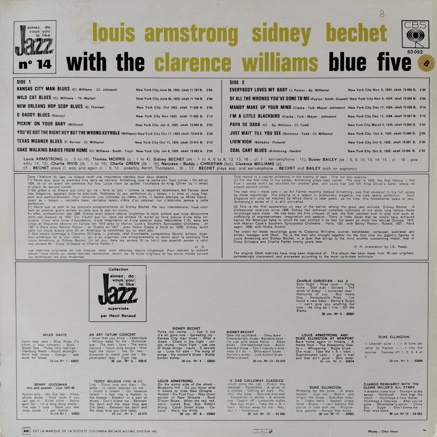 LOUIS AMSTRONG, SIDNEY BECHET - Louis Armstrong & Sidney Bechet With The Clarence Williams Blue Five
