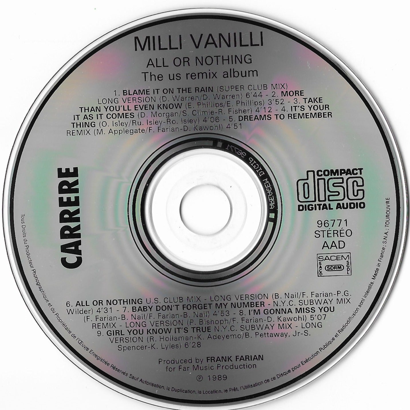 MILLI VANILLI - All Or Nothing - The U.S. Remix Album