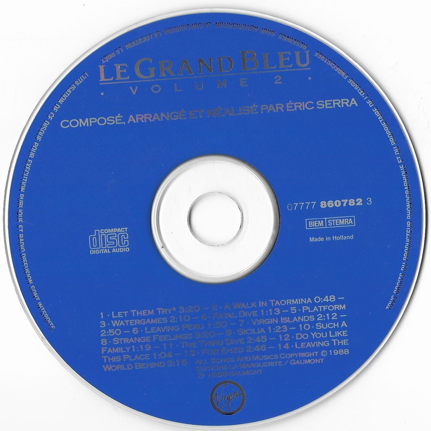 ERIC SERRA -Le Grand Bleu: Volume 2 (Bande Originale Du Film De Luc Besson)
