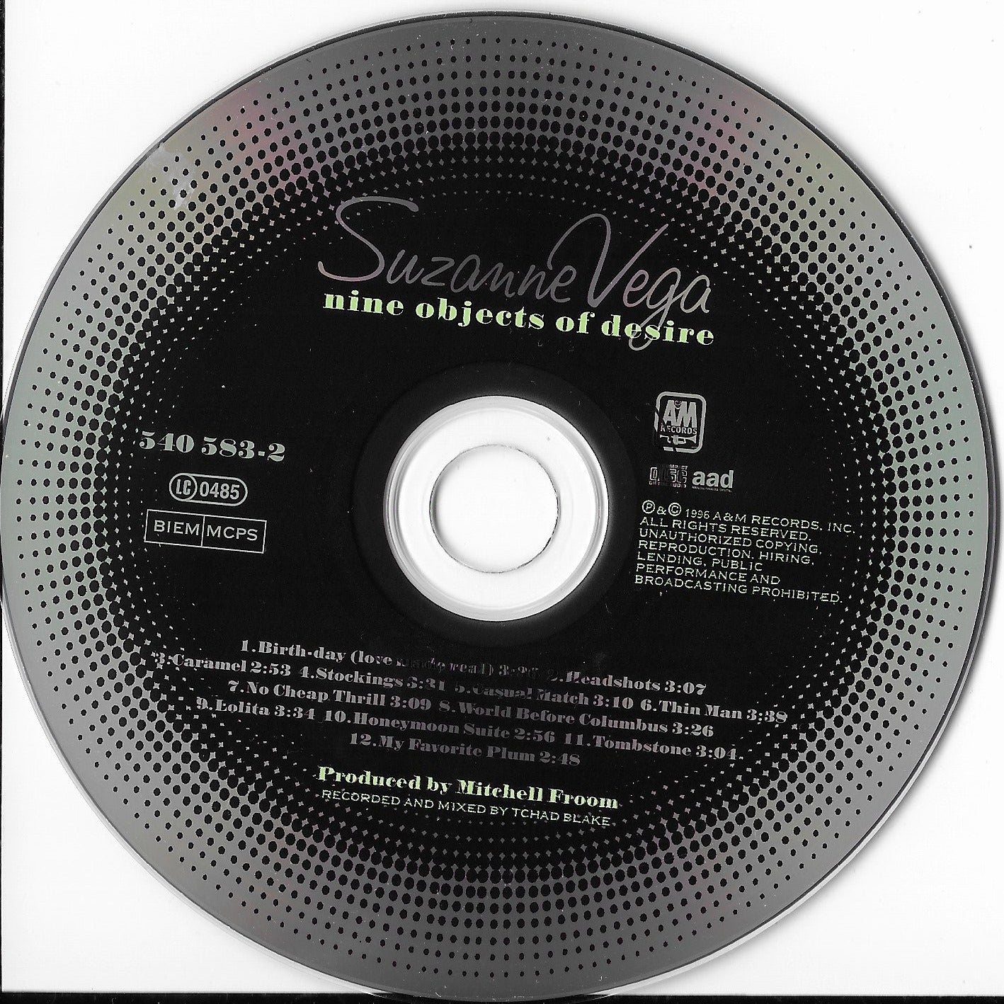 SUZANNE VEGA - Nine Objects Of Desire