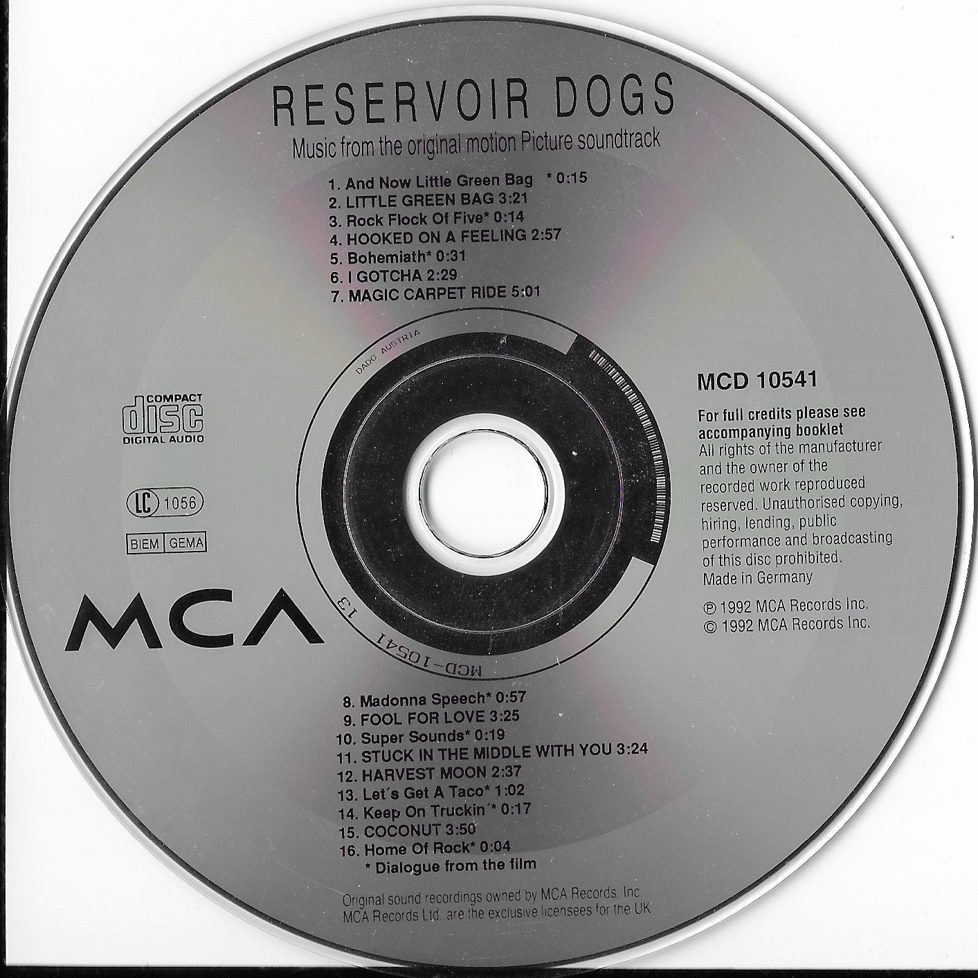 RESERVOIR DOGS - Music From The Original Motion Picture Sound Track