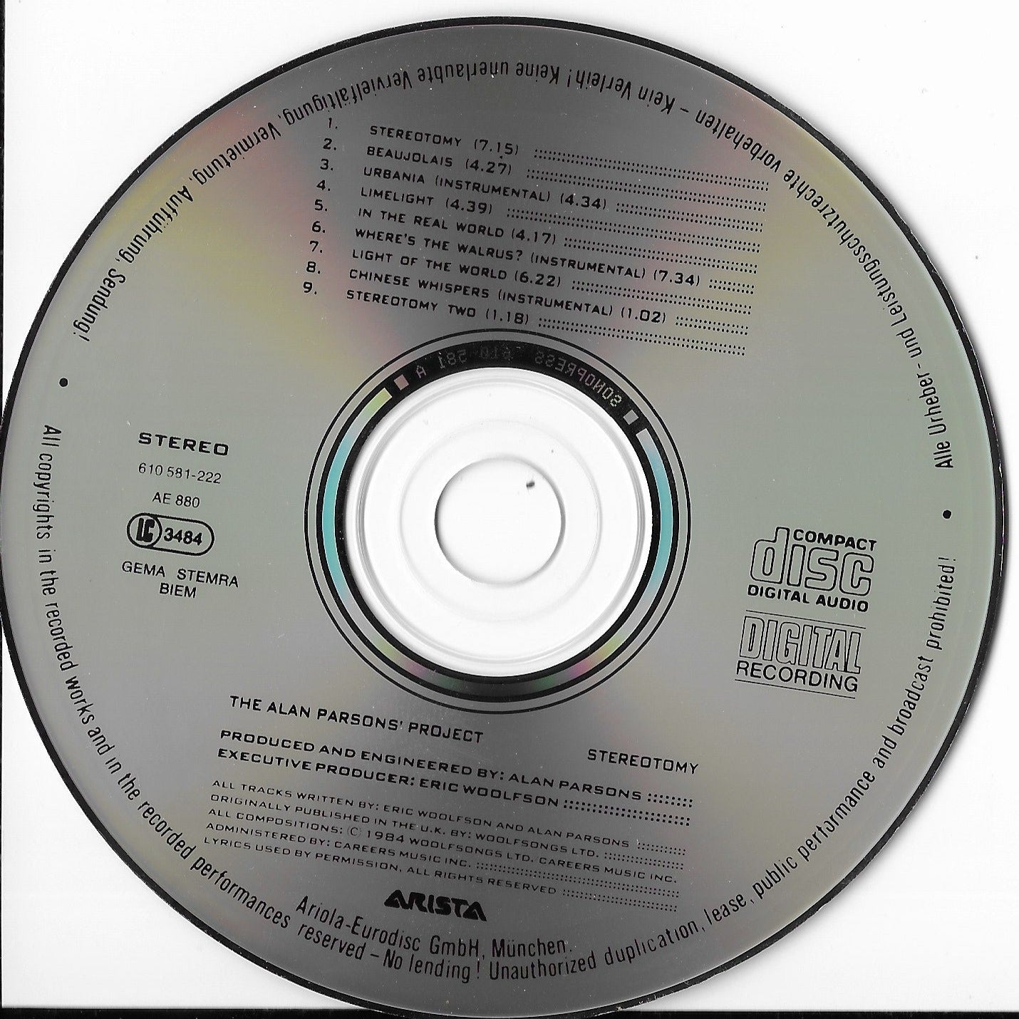 THE ALAN PARSONS PROJECT - Stereotomy