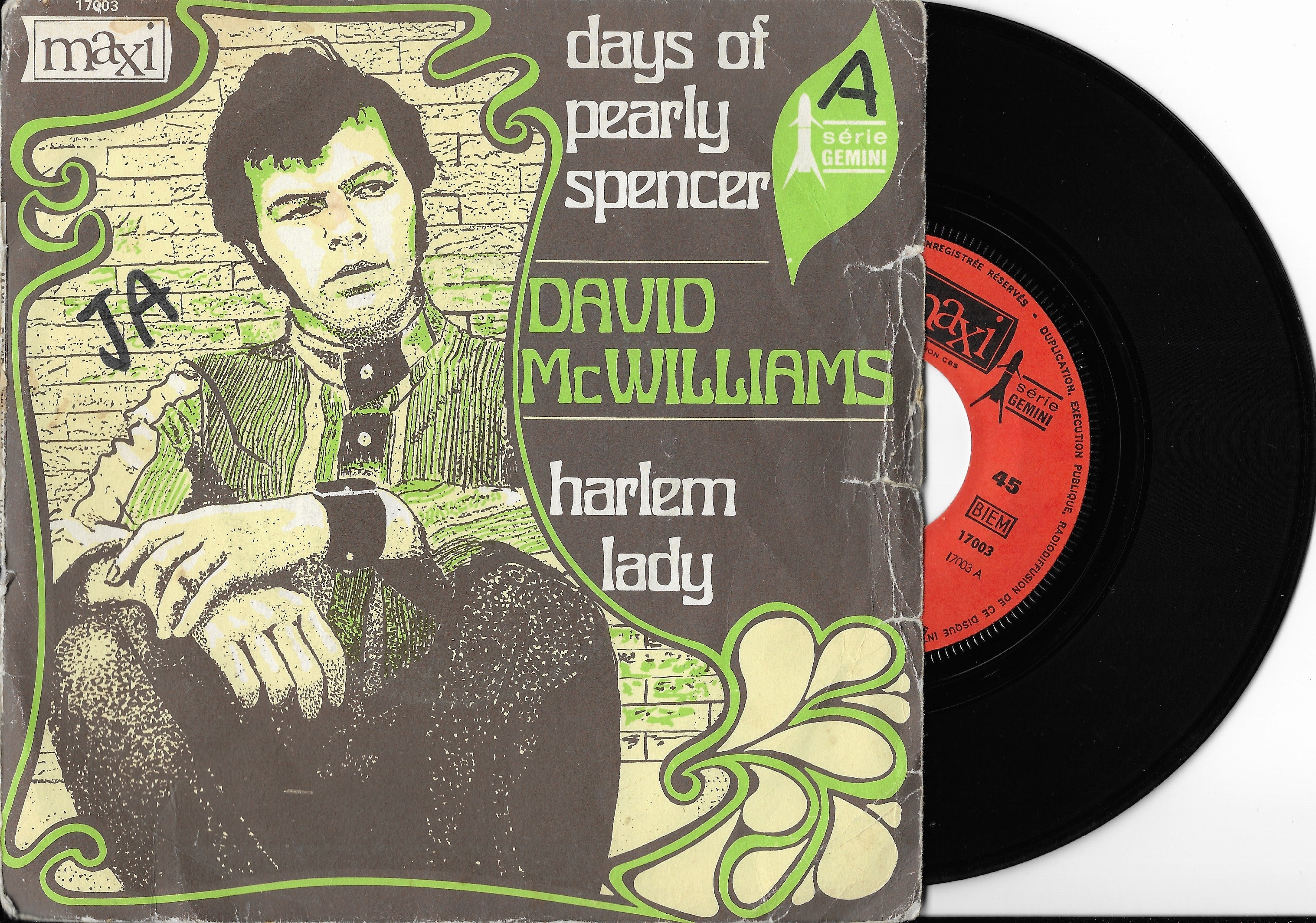 Disque Vinyle 45 tours Occasion - DAVID McWILLIAMS - Days Of Pearly