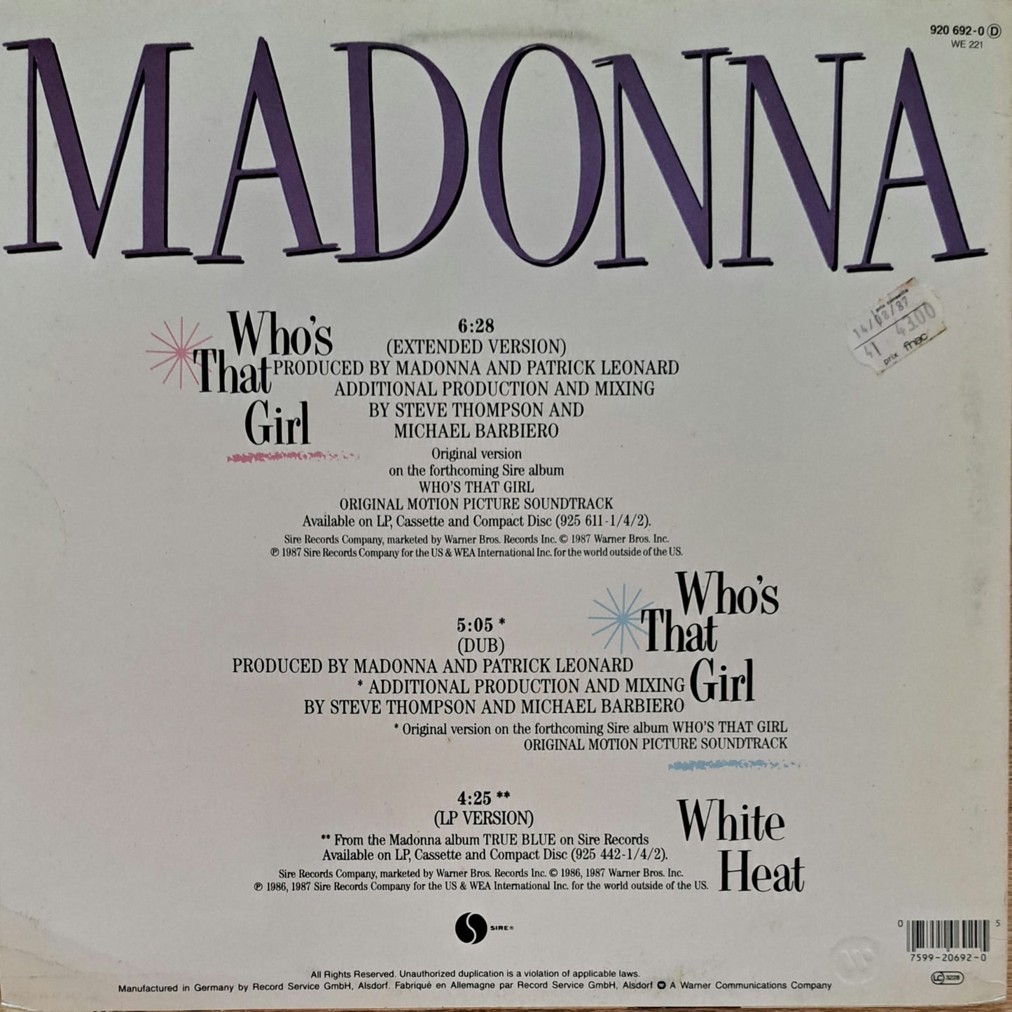 MADONNA - Who's That Girl (Extended Version)