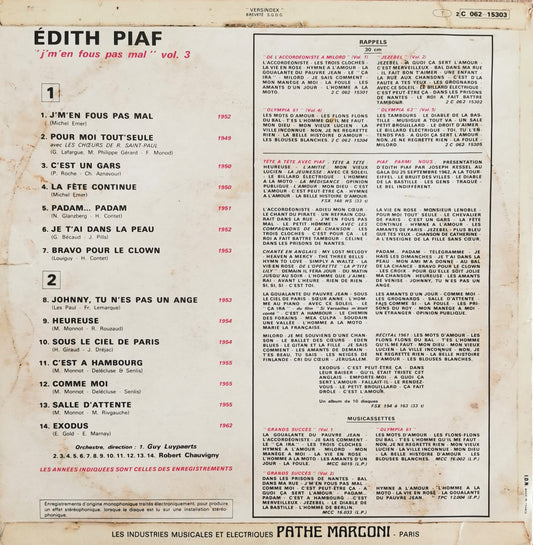 EDITH PIAF - J' M'En Fous Pas Mal - Vol. 3