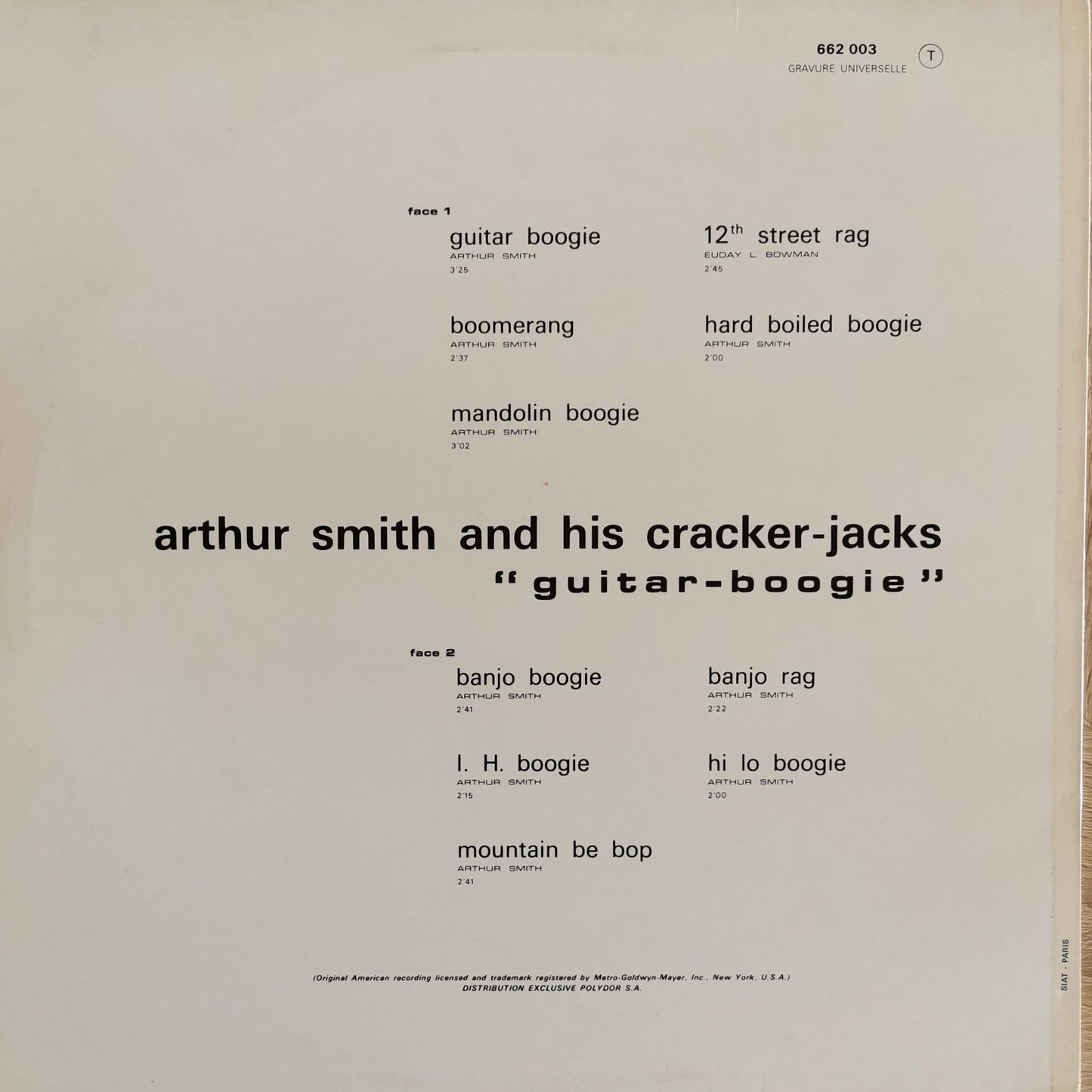 ARTHUR SMITH AND HIS CRACKER JACKS - Guitar Boogie