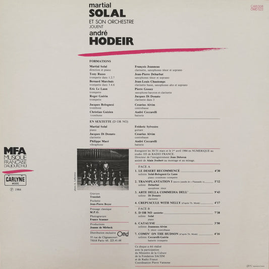 MARTIAL SOLAL ET SON ORCHESTRE JOUENT ANDRE HODEIR
