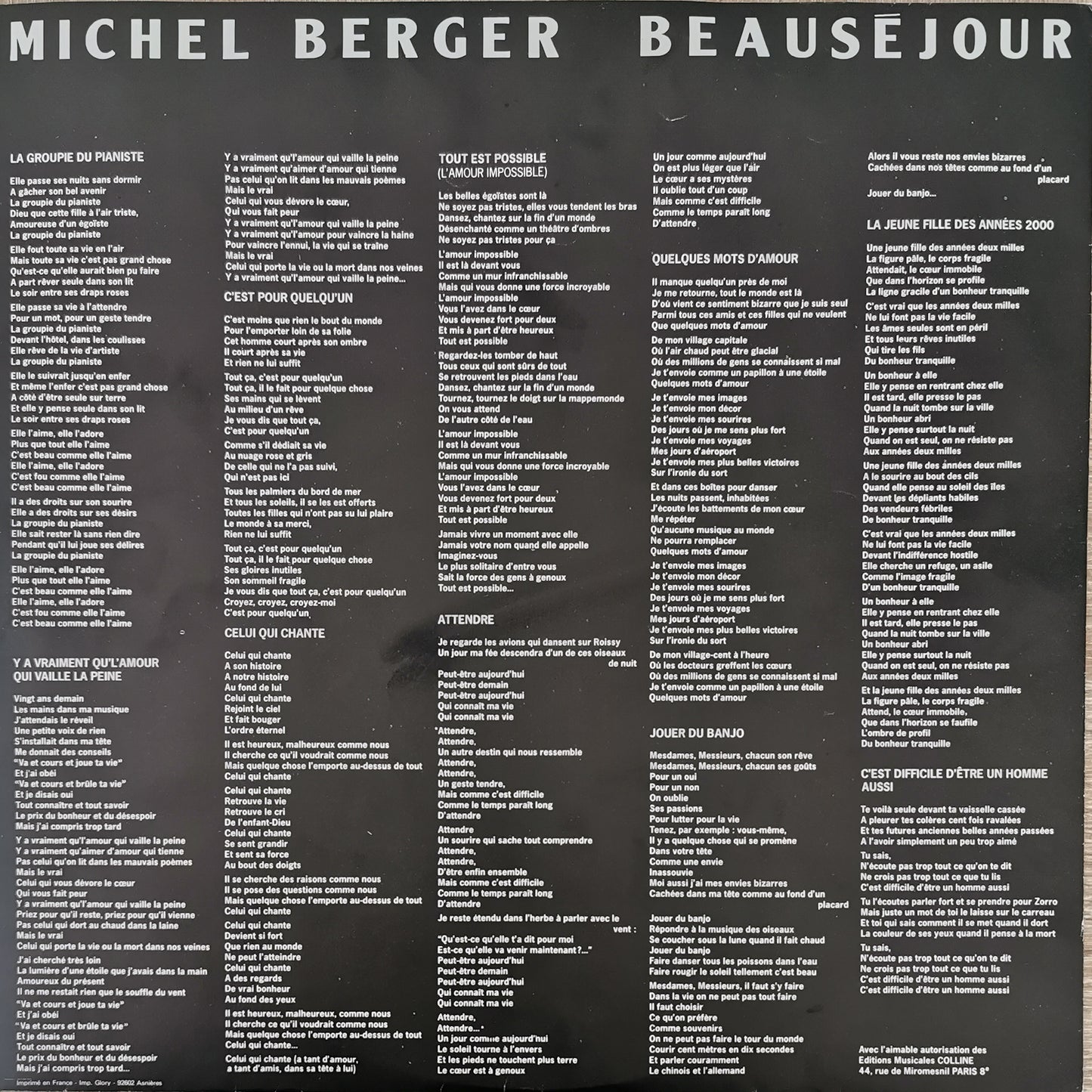 MICHEL BERGER - Beauséjour