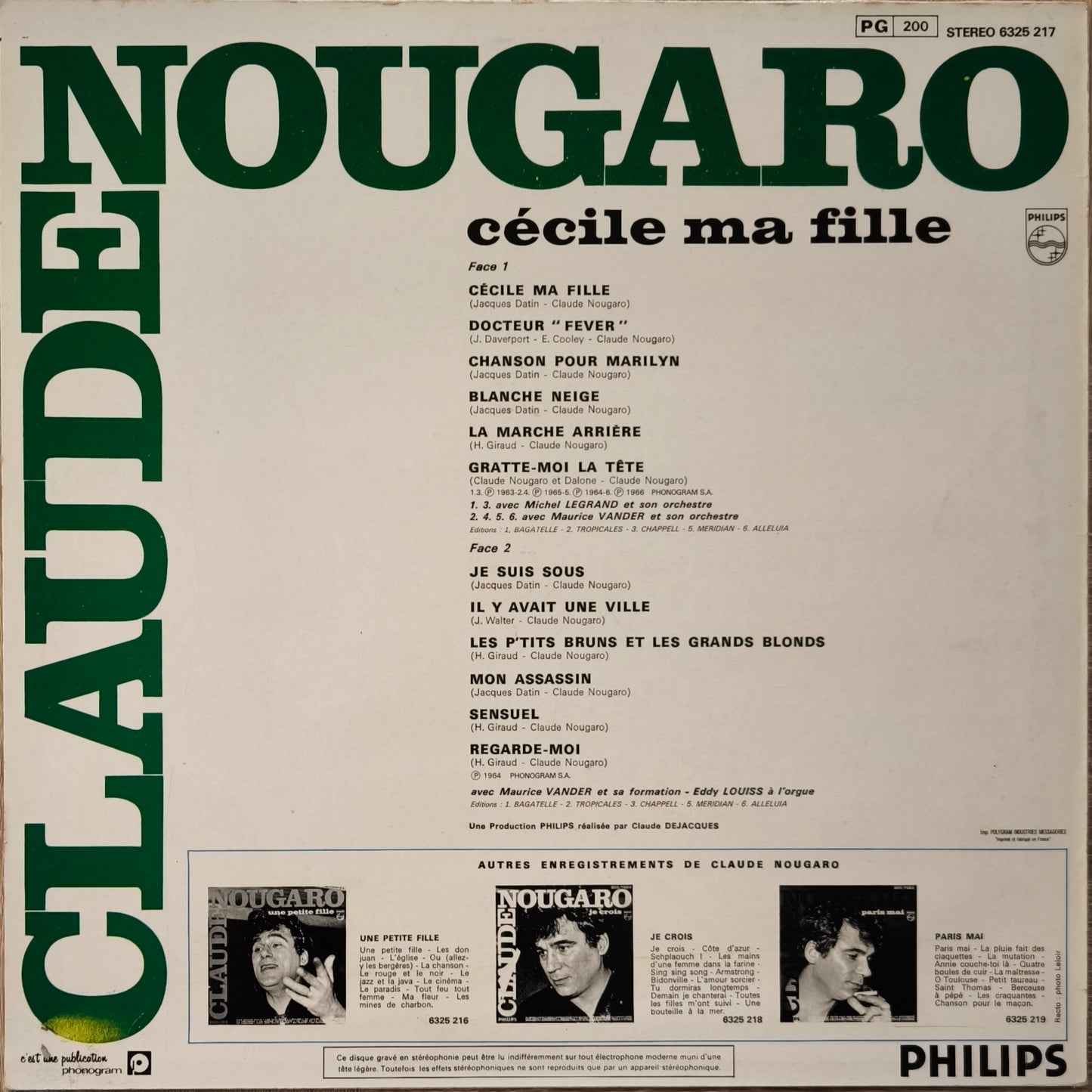 CLAUDE NOUGARO - Cécile Ma Fille
