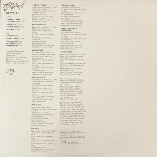 EDGAR WINTER'S WHITE TRASH - Recycled (pressage US)