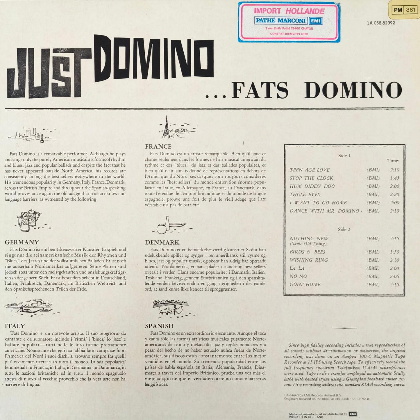 FATS DOMINO - Just Domino