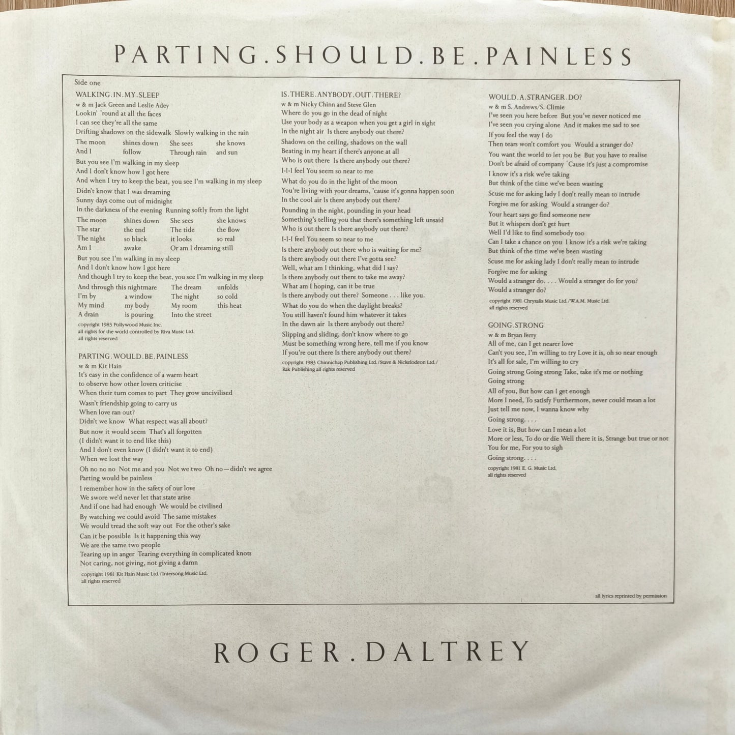ROGER DALTREY - Parting Should Be Painless