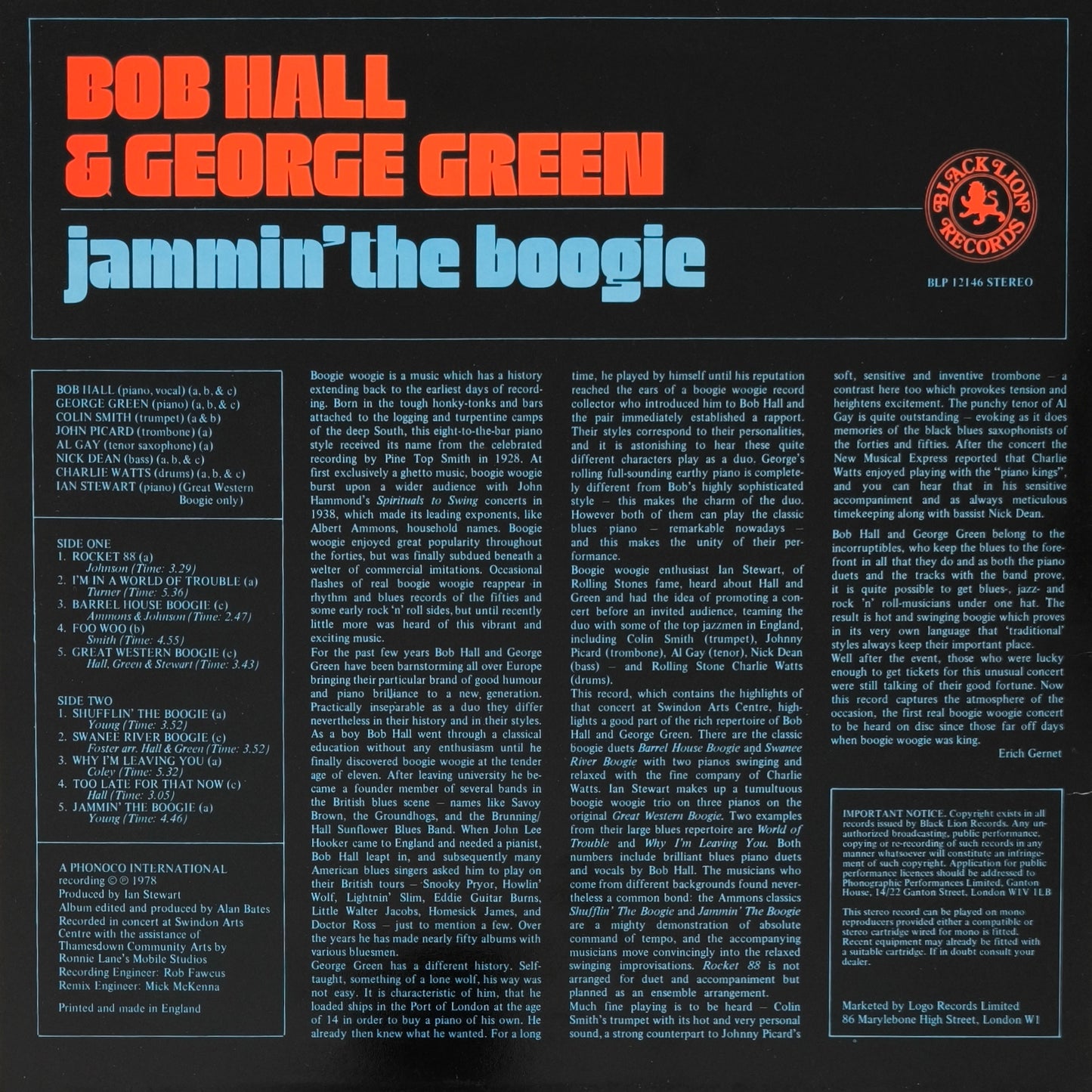 BOB HALL &  GEORGE GREEN - Jammin' The Boogie