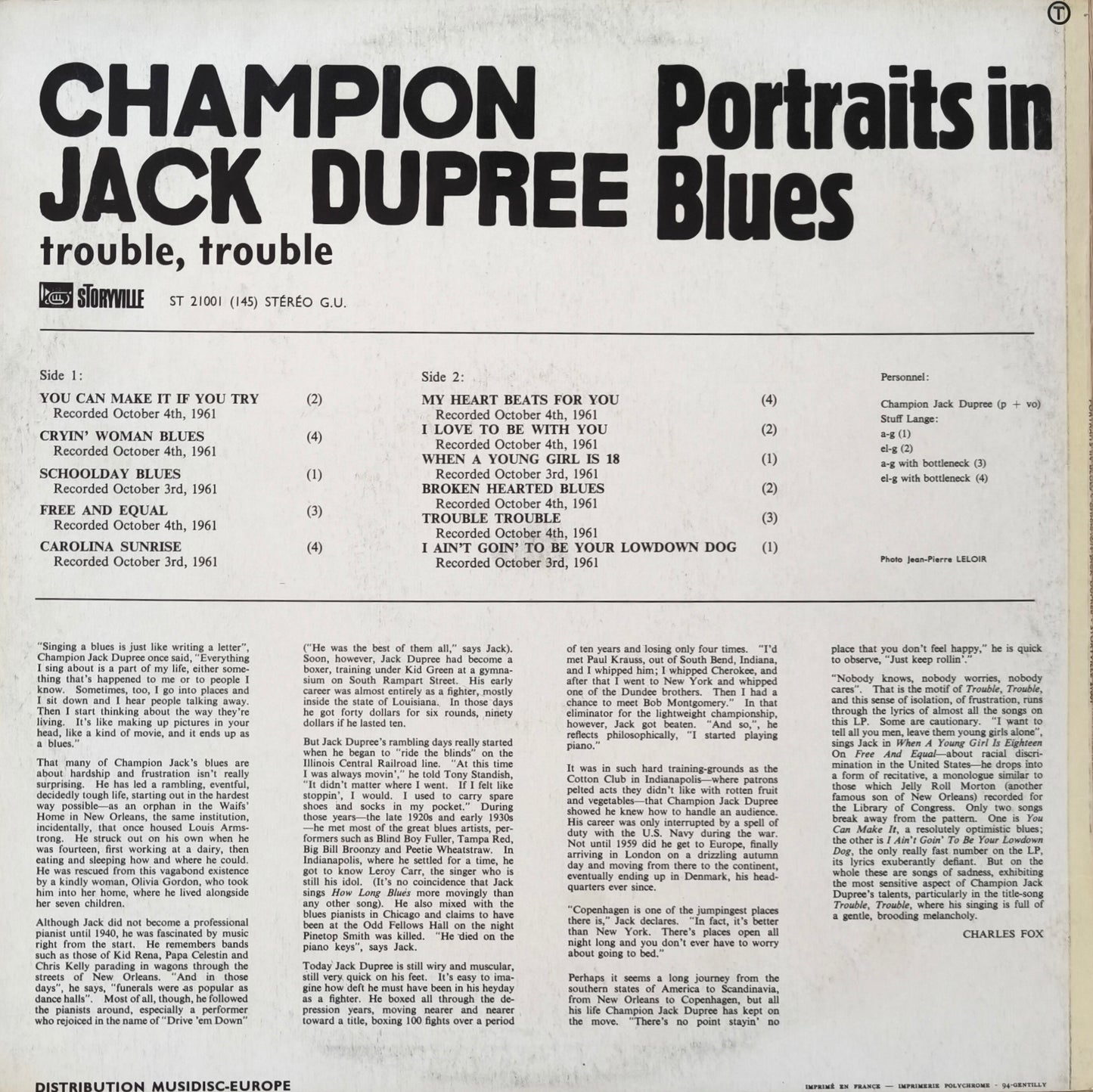 CHAMPION JACK DUPREE - Portraits In Blues