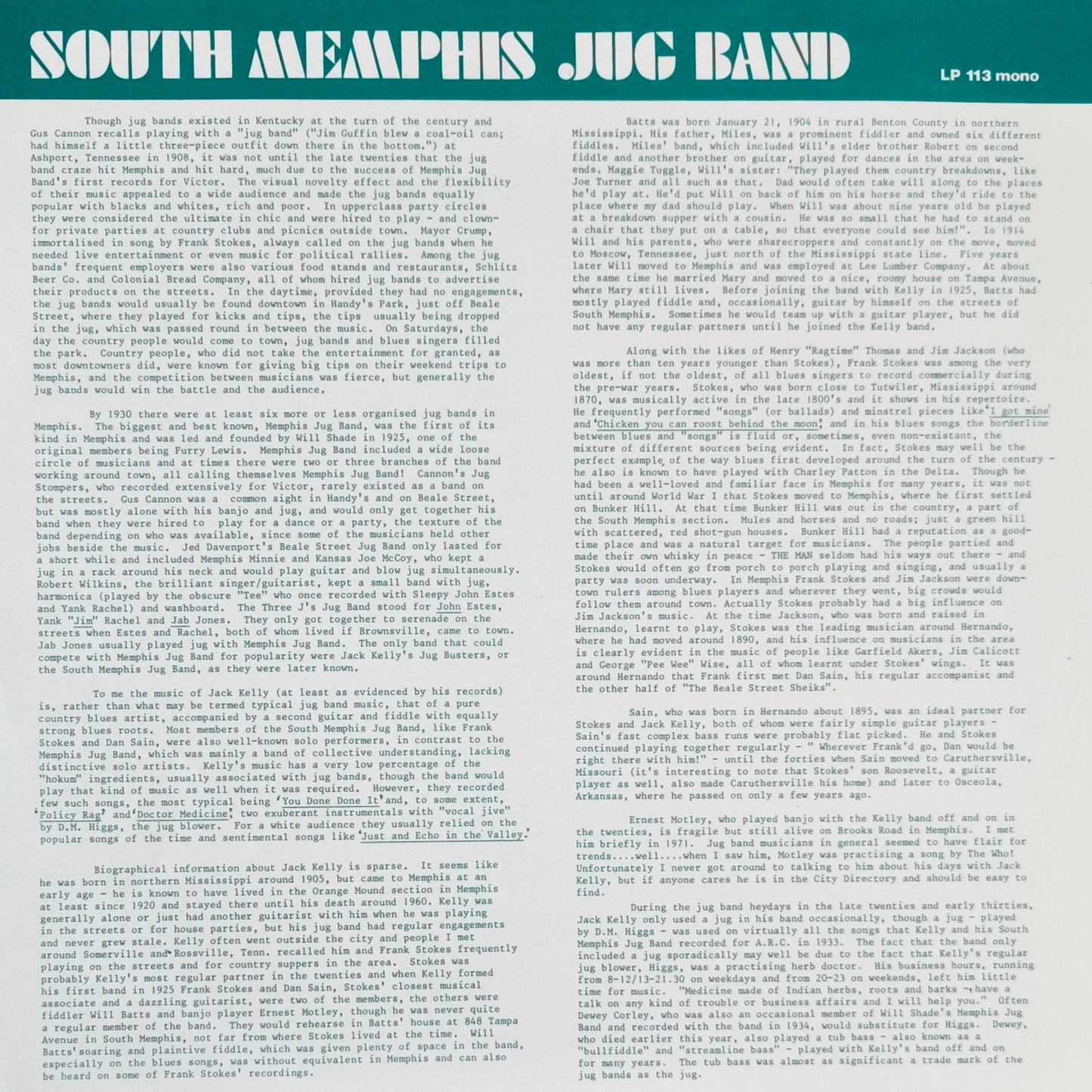 SOUTH MEMPHIS JUG BAND - South Memphis Jug Band