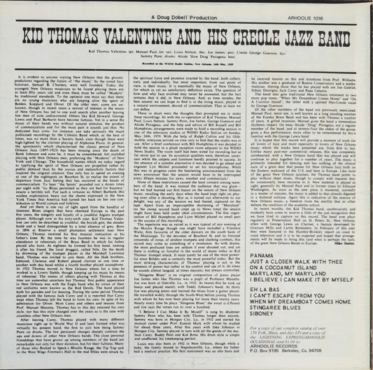 KID THOMAS VALENTINE AND HIS CREOLE JAZZ BAND - Kid Thomas