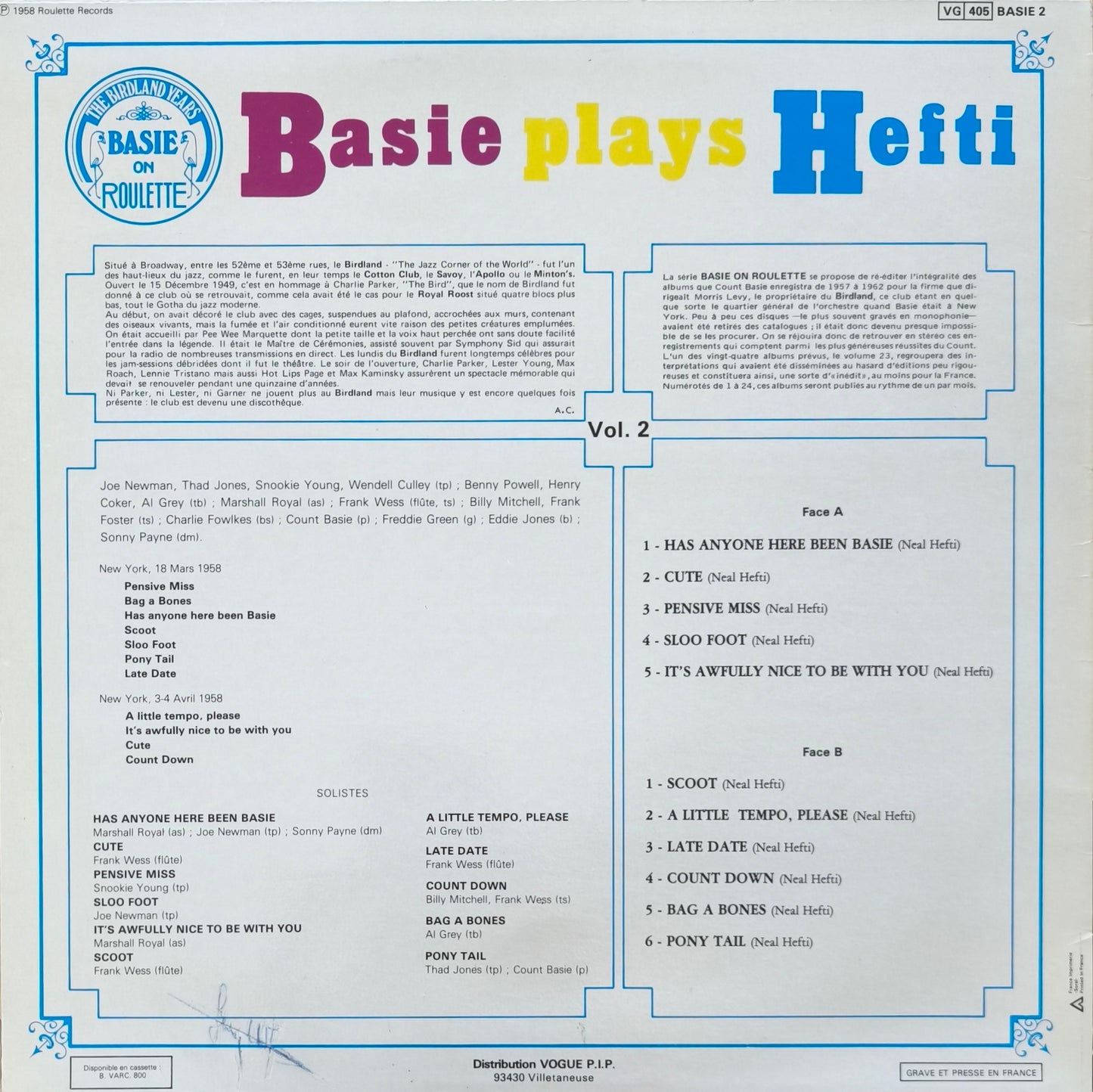 COUNT BASIE AND HIS ORCHESTRA - Basie Plays Hefti