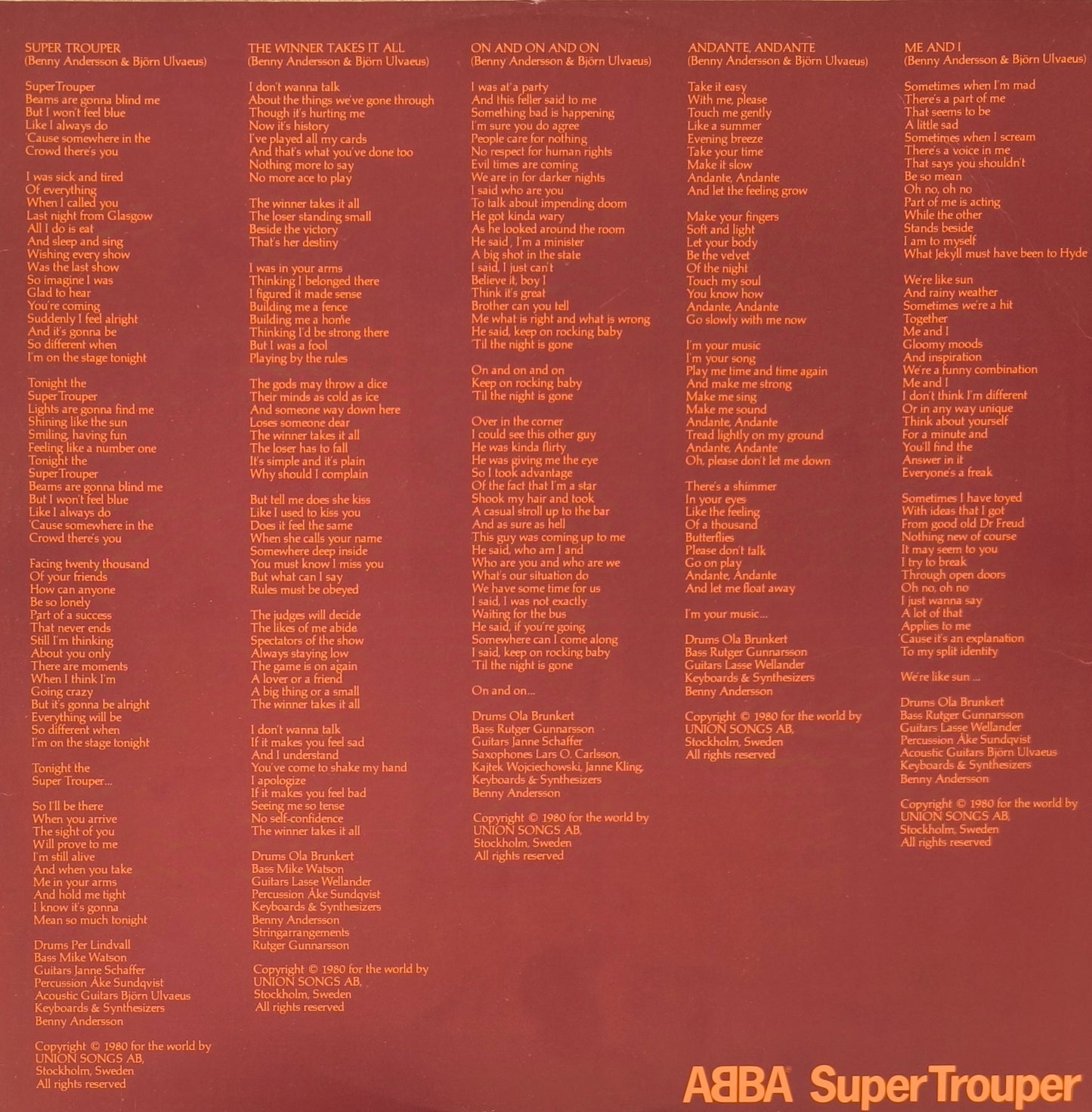 ABBA - Super Trouper (pressage suédois)