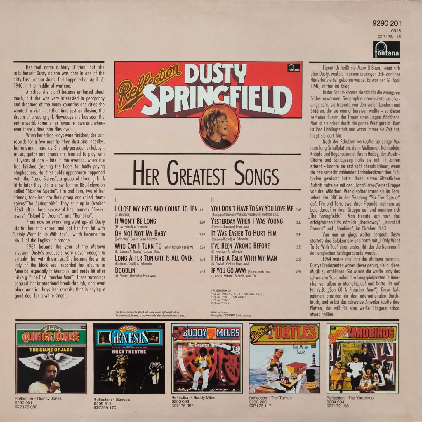 DUSTY SPRINGFIELD - Reflection - Her Greatest Songs