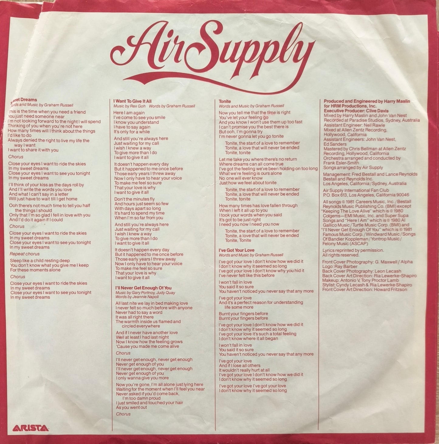 AIR SUPPLY - The One That You Love (pressage US)