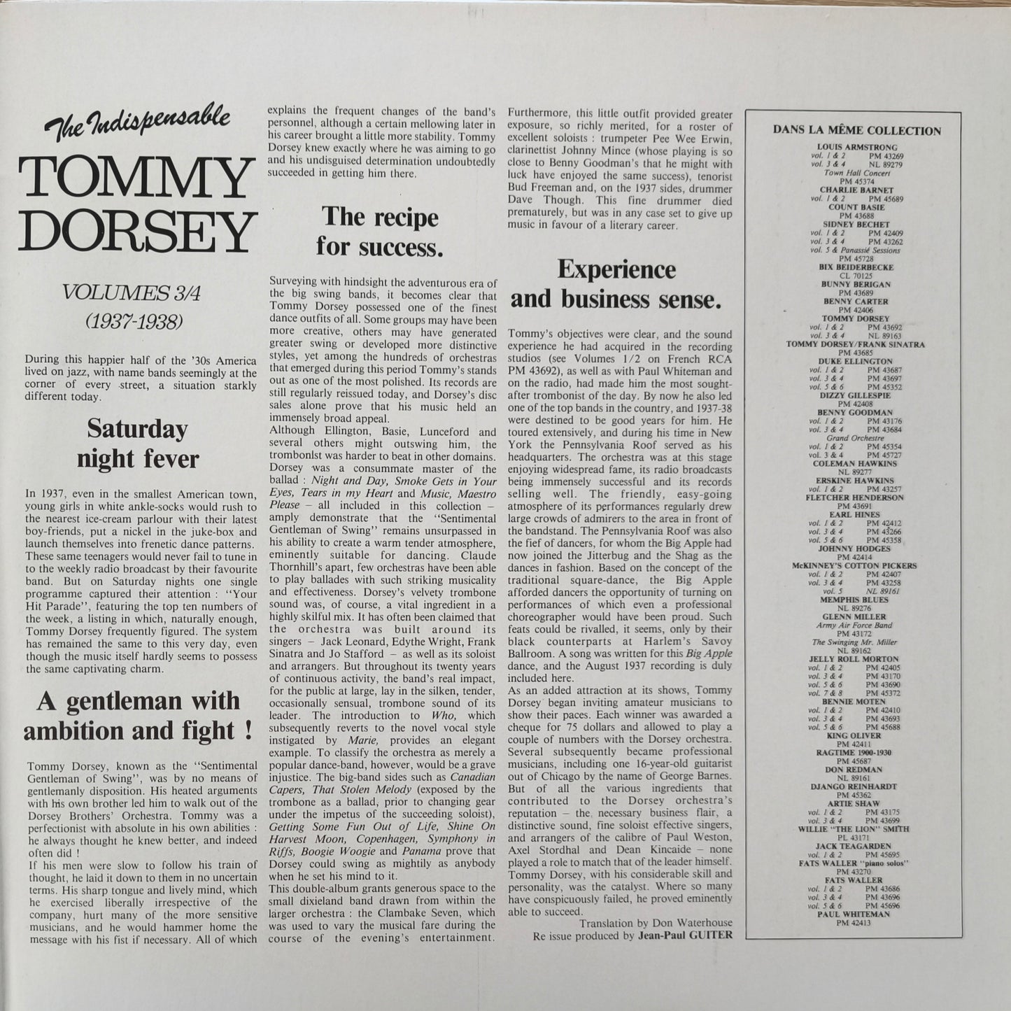 TOMMY DORSEY - The Indispensable Tommy Dorsey Volumes 3/4 (1937-1938)