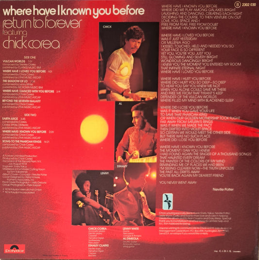 RETURN TO FOREVER Feat. CHICK COREA - Where Have I Known You Before