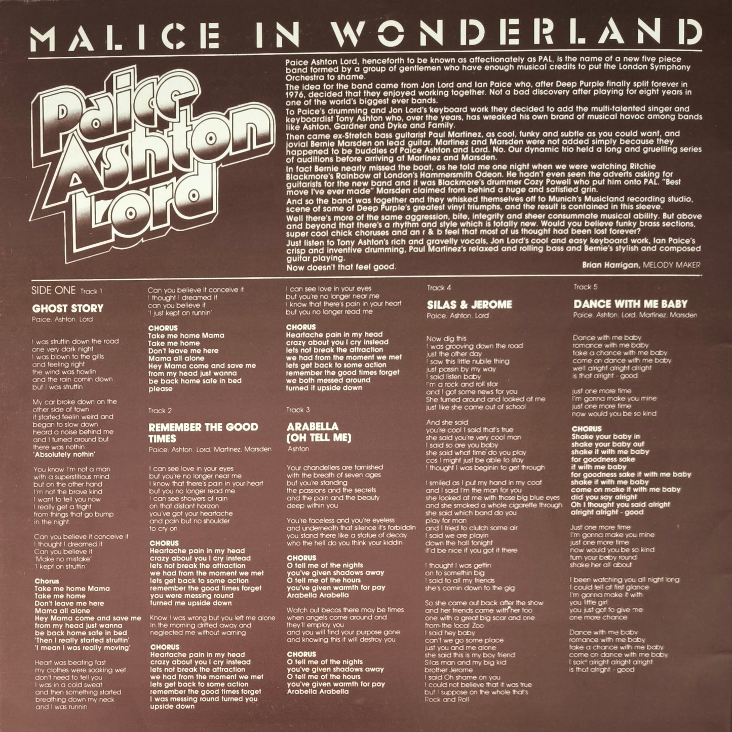 PAICE ASHTON LORD - Malice In Wonderland