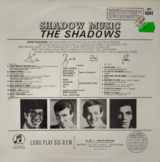 THE SHADOWS - Shadow Music (pressage UK)