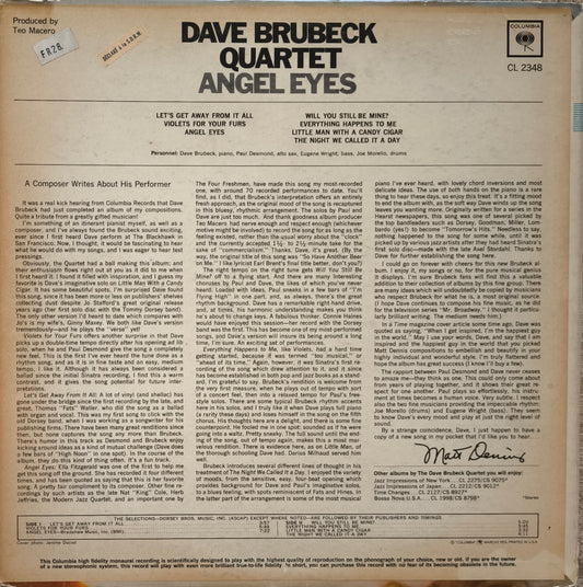 THE DAVE BRUBECK QUARTET - Angel Eyes (pressage US)