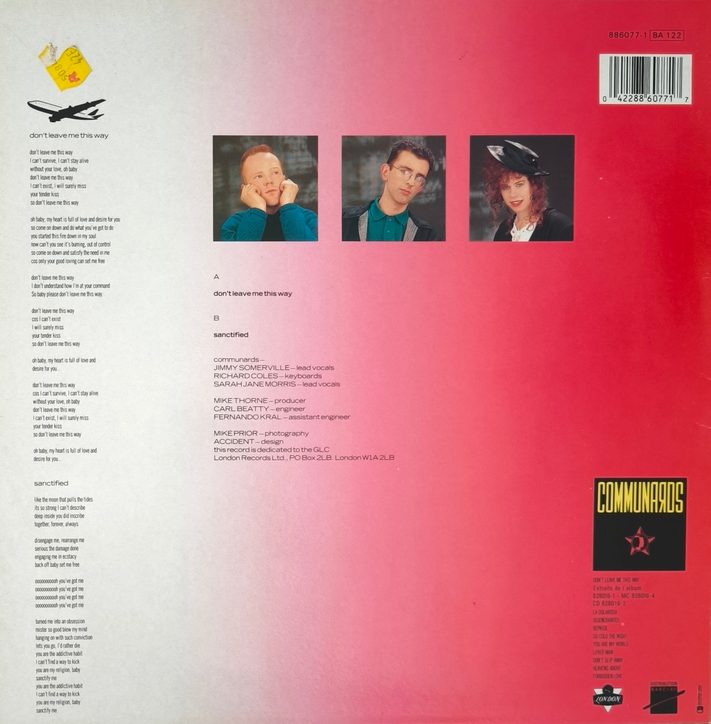 THE COMMUNARDS - Don't Leave me this Way