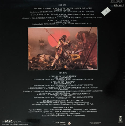 EXCALIBUR - Musiques Figurant Dans Le Film Excalibur Et Autres Sélections