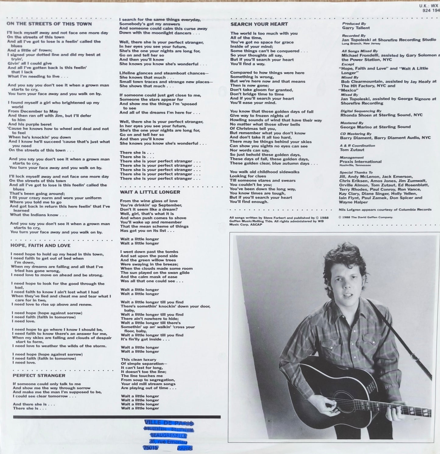 STEVE FORBERT - Streets Of This Town