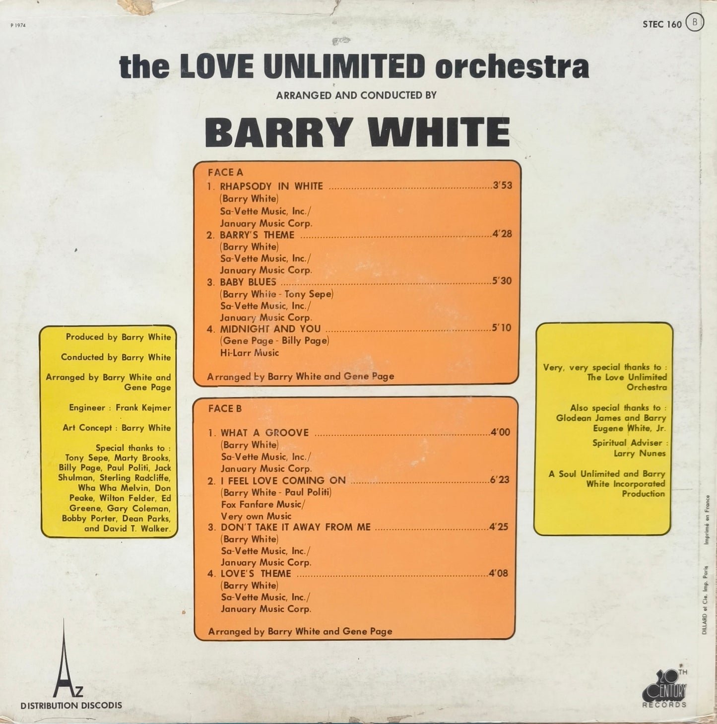 BARRY WHITE, THE LOVE ORCHESTRA - Rhapsody In White