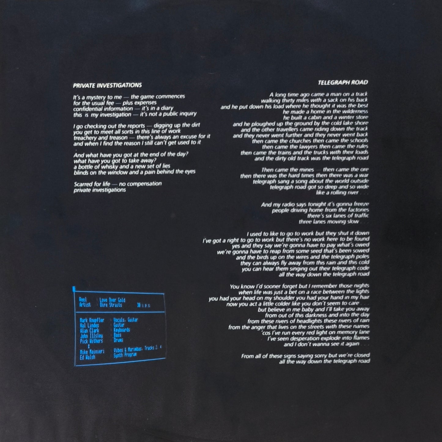DIRE STRAITS - Love Over Gold