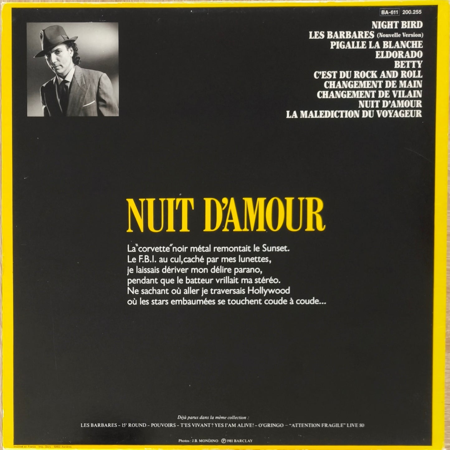 BERNARD LAVILLIERS - Nuit d'amour