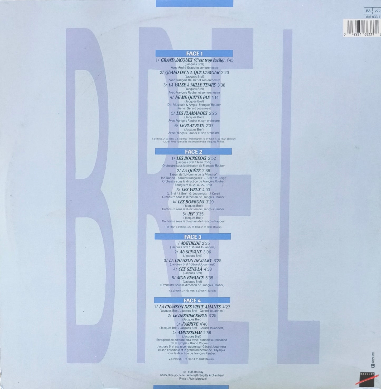 JACQUES BREL - Quinze ans d'amour