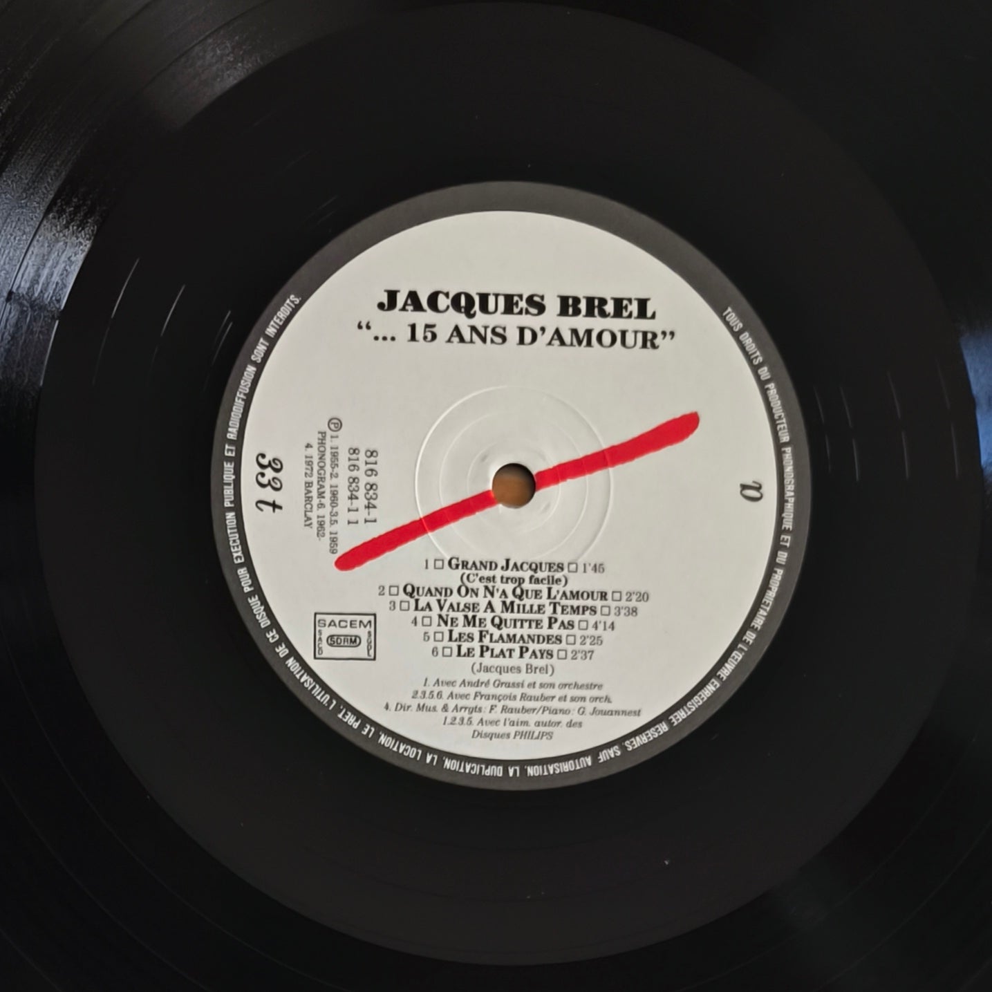 JACQUES BREL - Quinze ans d'amour
