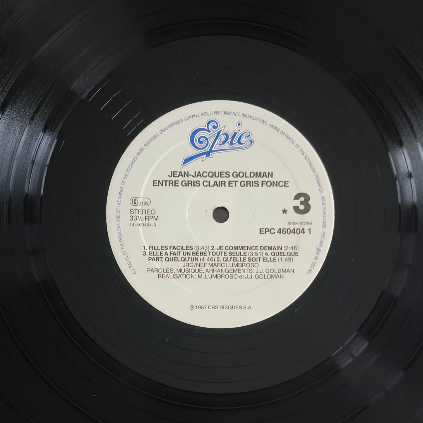 JEAN JACQUES GOLDMAN - Entre Gris Clair et Gris Foncé