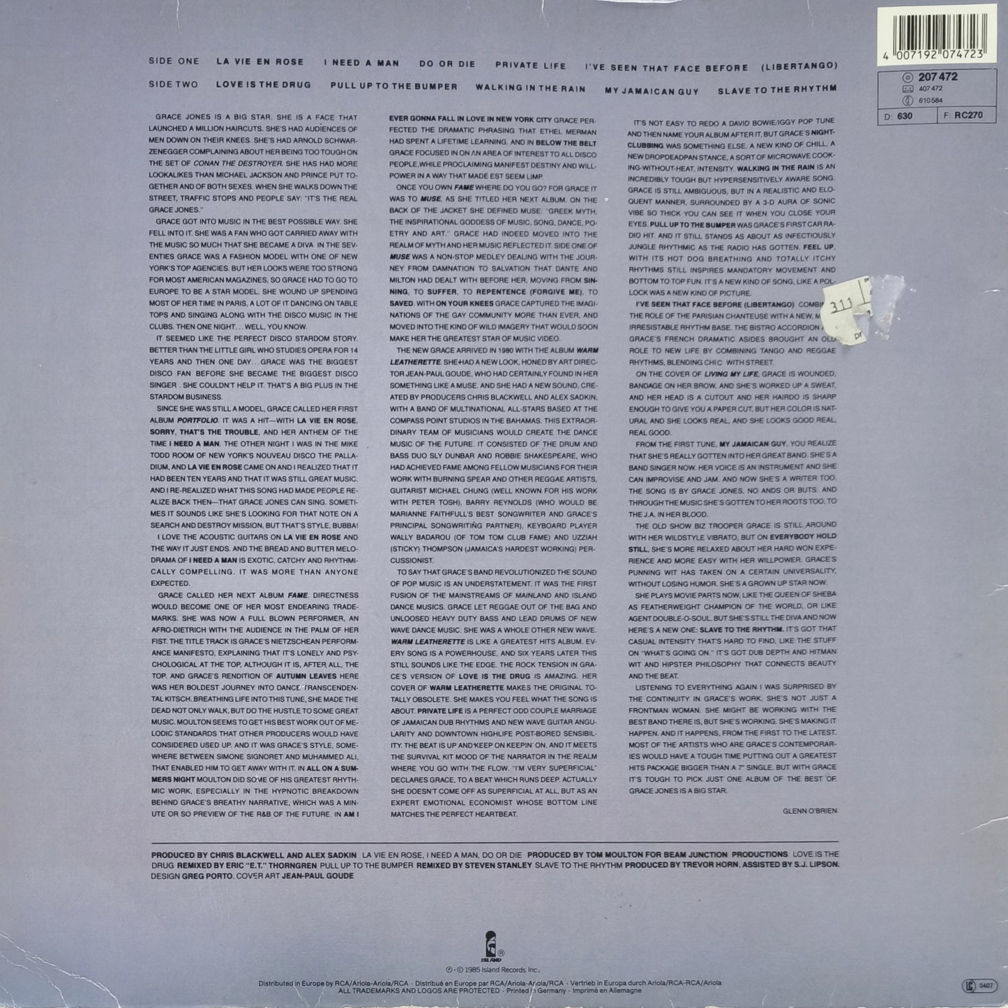 GRACE JONES - Island Life