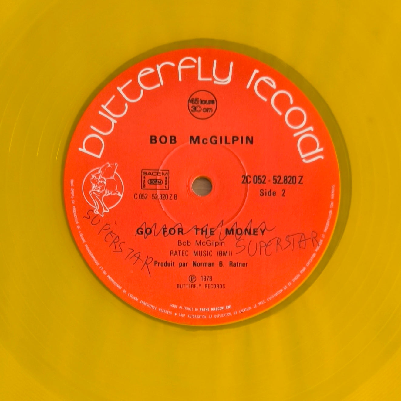 BOB McGILPIN - Superstar / Go For The Money (vinyle couleur jaune)