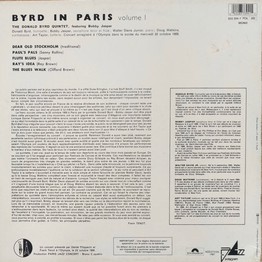 DONALD BYRD - Byrd In Paris Volume I