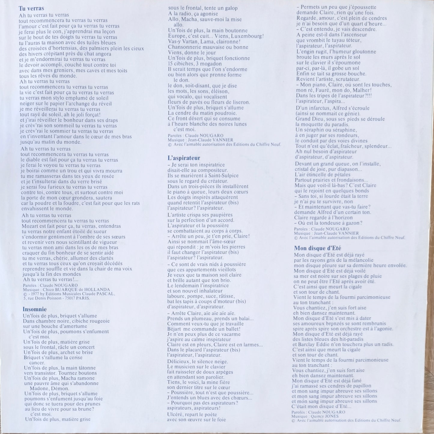 CLAUDE NOUGARO - Tu Verras