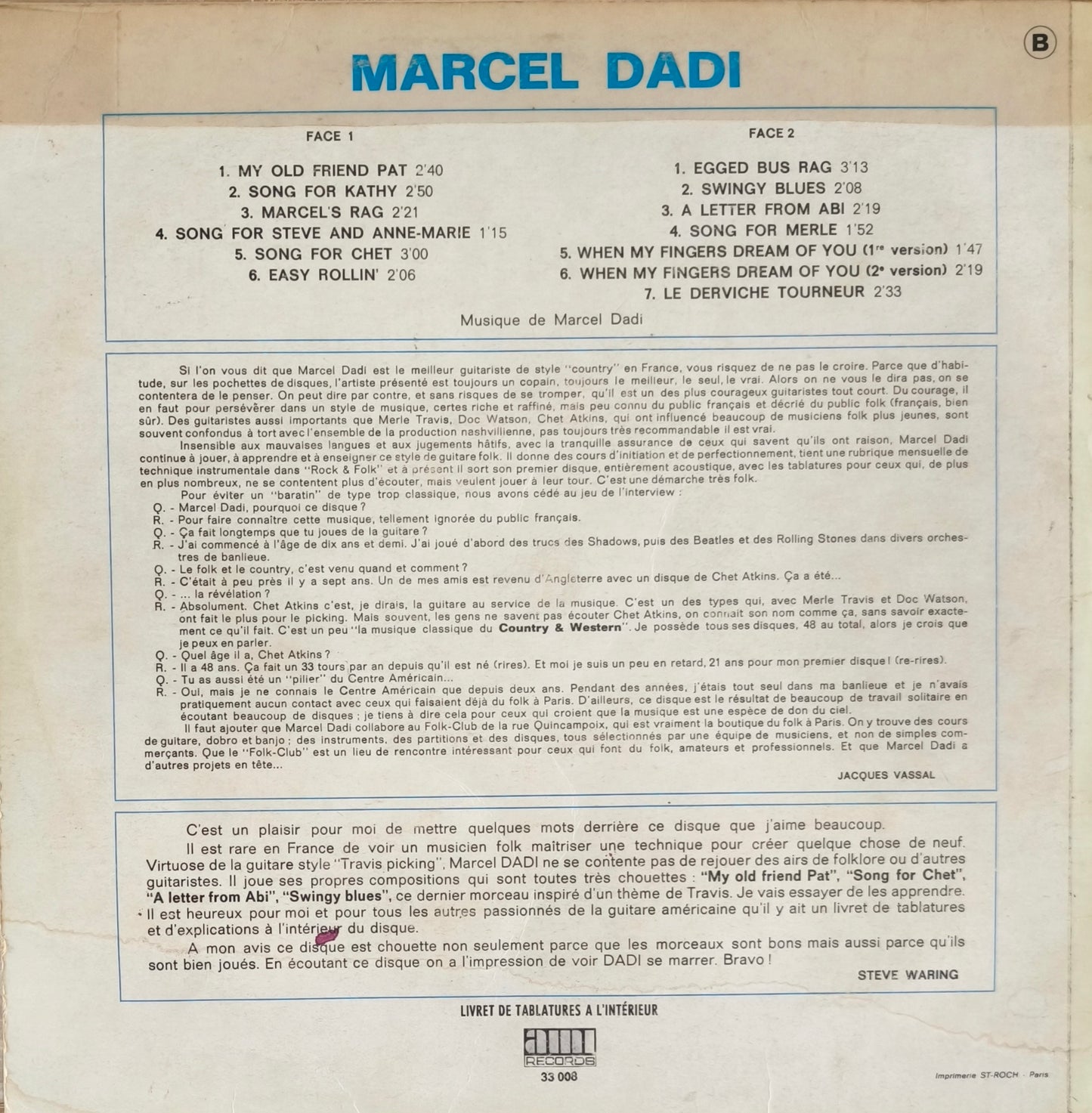 MARCEL DADI - La Guitare A Dadi