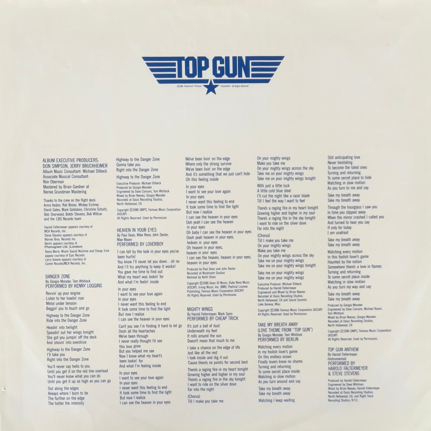 TOP GUN - Original Motion Picture Soundtrack