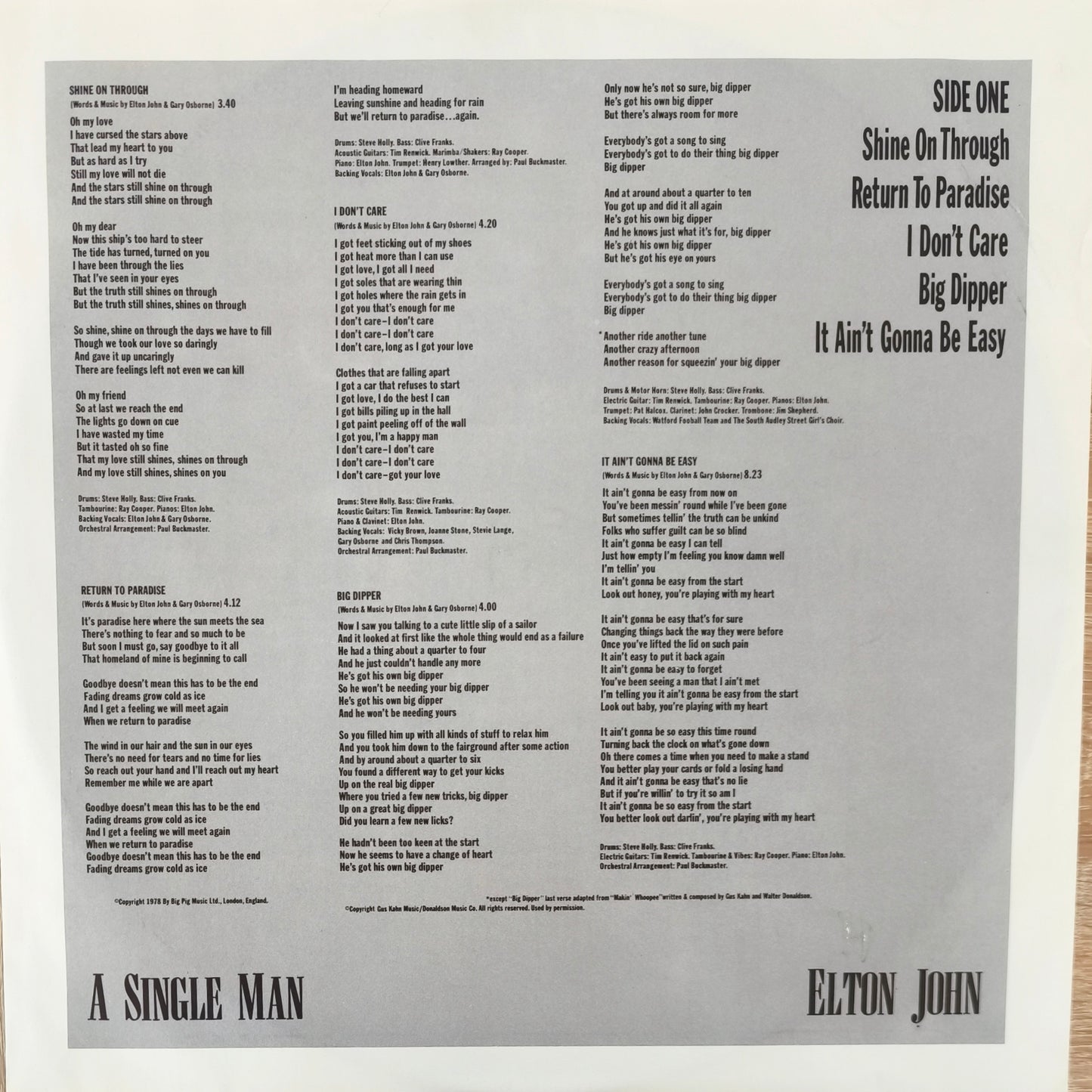 ELTON JOHN - A single Man