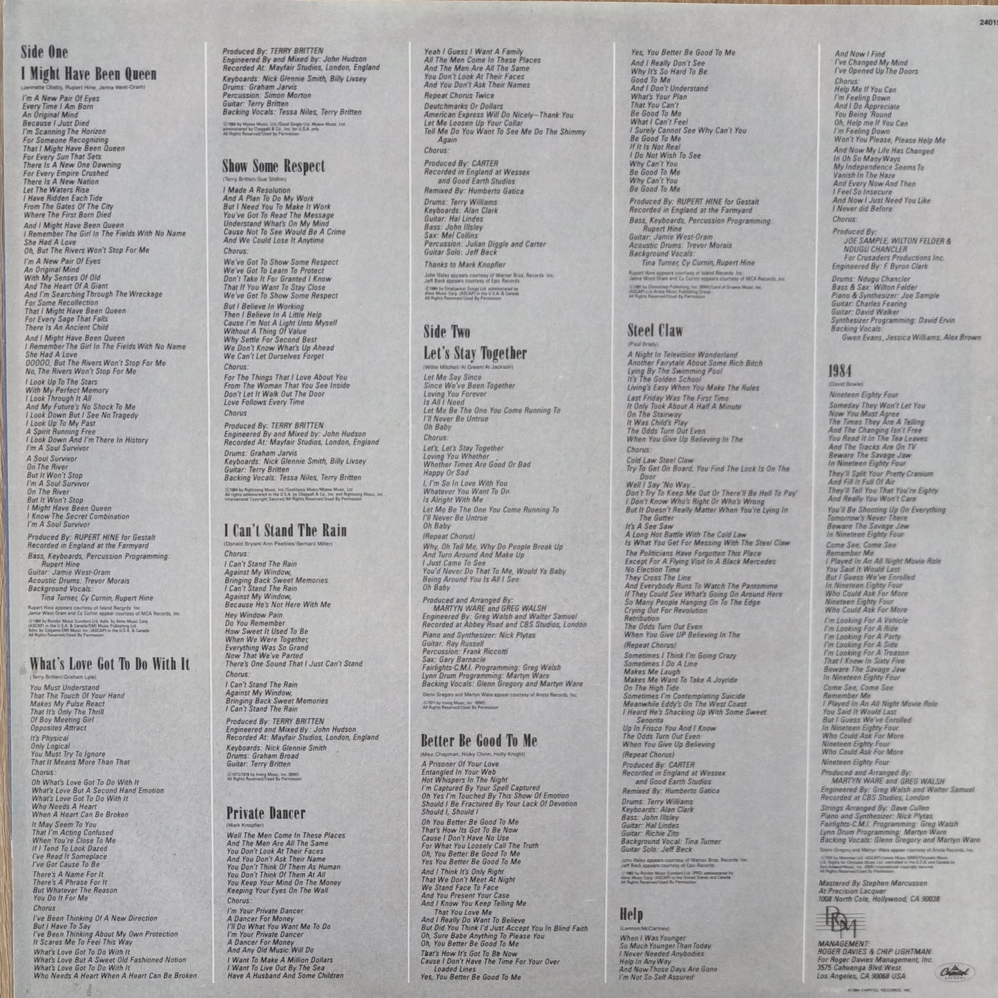 TINA TURNER - Private Dancer